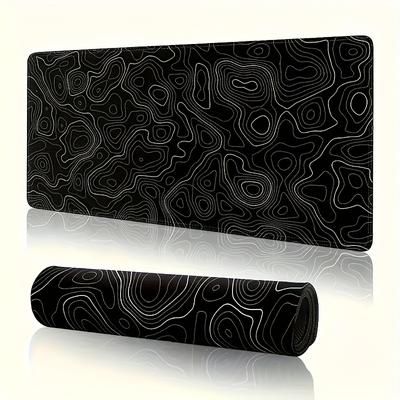 TEMU Extra-large Abstract Swirl Mouse Pad - Black & , Durable Desk Mat For Office & Gaming, Premium Computer Accessory, Oblong Shape, Office Desk Mat | Abstract | Mat, Mouse Pads For Des