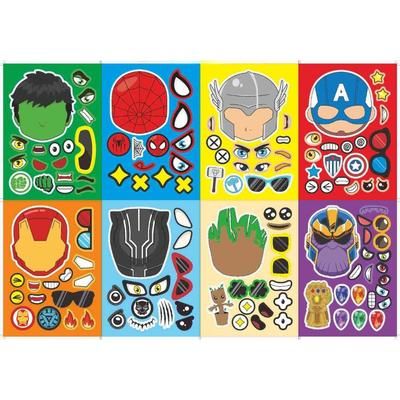 TEMU 8pcs -for Man Avengers Creative Green Cartoon Sticker Interactive Face Decal Diy Iron For Man Stickers