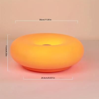 TEMU Orange Donut Table Lamp - Adjustable Brightness, Usb Powered And Rechargeable, Touch Control - Decorating Nightstands, Desks, Living Rooms, Bedrooms, And Home Offices.