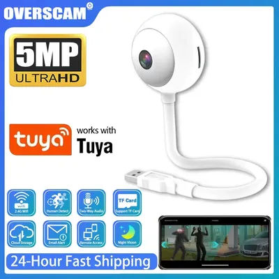 5MP Mini WiFi Camera Indoor 2K Security Camera for Baby Monitor Wireless USB Plug IP Surveillance AI Auto Tracking Babe Cam Tuya
