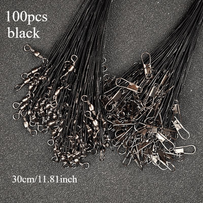 TEMU Avlcoaky 100pcs Stainless Steel Fishing Leader Line Wire With Swivels And Snaps