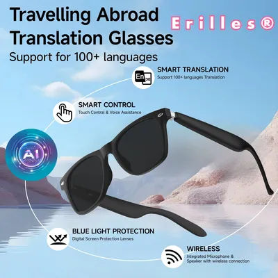 Lunettes intelligentes de traduction AI, écouteurs d'appel Bluetooth, lentilles de protection UV, lunette connectée, lunettes de soleil pour Sports de plein air, nouvelle collection 2025
