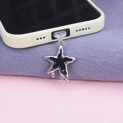 Bouchon anti-poussière pour téléphone Dark Fashion Love Star, pendentif, décoration anti-poussière pour téléphone, Compatible avec AirPods/Kindle/iPad/type-c pour iPhone