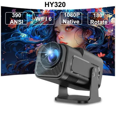 HY320 projector 4k Native 1080p Android Projectors 390ANSI Wifi Cinema Outdoor Portable 180° Rotable Projector Upgrated HY300