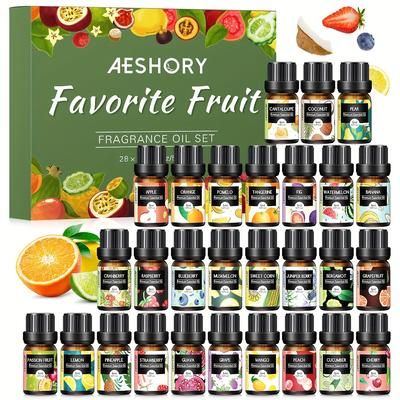TEMU 28x5ml Fruity Essential Oils Set, Premium Fragrance Oil Scented Oils For Diffusers, Home Fragrance, Air , Perfume, Relaxation