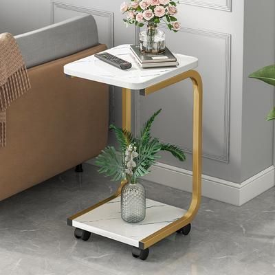 TEMU Compact 2-level Side Table - Plant Display Shelf For Living Room/balcony/bedroom - Multi-functional End Table (11.81×11.81×19.69in)