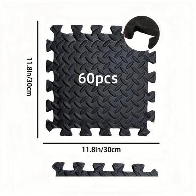 TEMU 60pcs Thickened Eva Foam Floor Mats - Waterproof, Non-slip, Interlocking Fitness & Training Pads For Home And Commercial Use, Blue