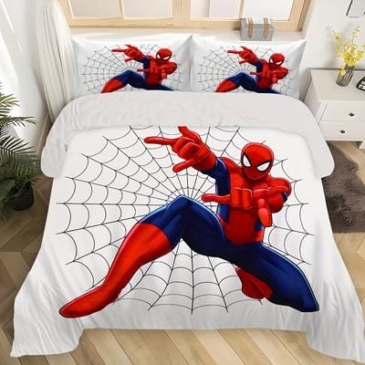 TEMU 3pcs -man Bedding Set Cartoon Includes 1 Duvet Cover And 2 Pillowcases Super For Bedroom Gift All Home Decor Multi Size