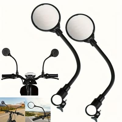 TEMU 1pc/2pcs Adjustable Rotating Bicycle Rearview Mirrors - Universal Fit For Mountain & Road Bikes, Wide-angle Convex Mirrors With Secure Clamp, Black