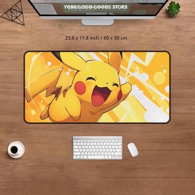 TEMU 1pc Extra Large Gaming Mouse Pad With Cute Flying Yellow , Non-slip Rubber Base & Washable Surface - 35.4x15.7 Inch Desk Mat For Pc , Office & Computer Setup, Mouse Pads For Desk