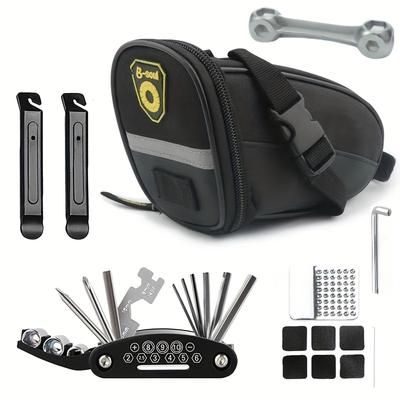 TEMU 8pcs Bicycle Repair Tool Kit, Bike Bag, 16-in-1 Multifunctional Bicycle Tool, Electric Bike Tire Repair Kit, Bone Wrench, Large Capacity Bike Set Bag