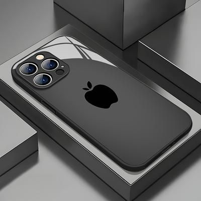 TEMU Stylish And Simple Black Pattern Mobile Phone Case For Iphone 16promax/15pro/14plus/13/12/11/x/xr/xsmax, Fashionable Design, Tempered Glass, Protective Cover With High-end Feel