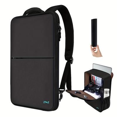 "TEMU Zinz Slim Expandable Laptop Backpack 17-inch - Black, Soft Shell Polyester Business Travel Bag With Multiple Compartments, Tsa- Design Fits Most 17" Notebooks, Laptop Backpack"