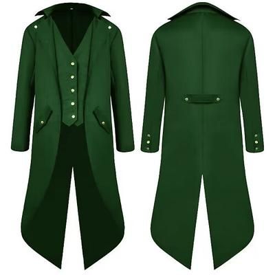 Capotto Medievale Punk e Gotico Retro Vintage Tuxedo Cappotto da Codino Vampiro Cavaliere Abbigliamento Elegante Uomo Steampunk Natale Performance Festa Sera LARP Cappotto per Adulti Costume