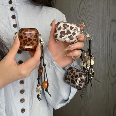 Per Apple Airpods 1, 2, Airpods 3, Airpods 4, Airpods Pro, Custodia protettiva per auricolari Pro2 con pendente, stampa leopardata IMD