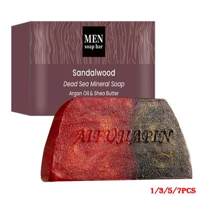 1/3/5/7Pcs Handmade Whitening Sandalwood Men'S Soap, Deeply Cleanses The Body, Moisturizes The Face, And Is Gentle And Shiny