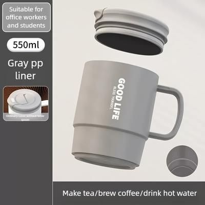 TEMU 1pc 550ml Plastic Coffee Cup, Portable Pp Liner Leak-proof Direct Drinking Water Cup, Suitable For Outdoor, Travel, Home, Office, School