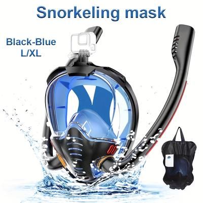 TEMU 1pc Adult Full-face Snorkeling Mask, Dual , 180° Wide Field Of View Lens, Black With Red Accents, Men And Women, Ideal Summer Gift, Snorkeling Gear | Modern Snorkeling Gear | Mask