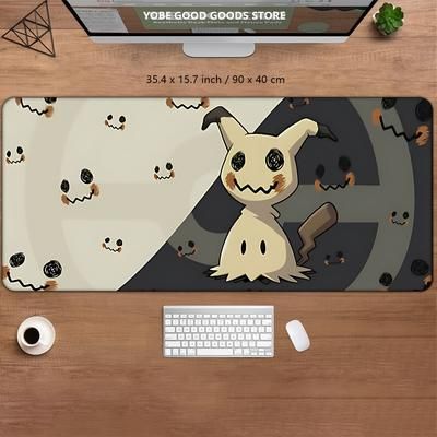 TEMU 1pc Cute Cartoon Pad - Washable, Non-slip Rubber Base, 35.4x15.7 Inches, Waterproof & Durable, Ideal For Gaming & Office Decor, Office Desk Mat | Design | Washable Rubber Mat, Mouse Pads For Desk