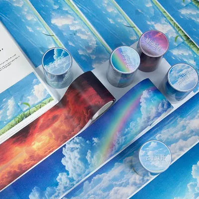50mm*2m Ins Colorful Clouds Washi Tape DIY Scrapbook Planner Diary Stickers Masking Tapes Aesthetic Stationery Office Supplies