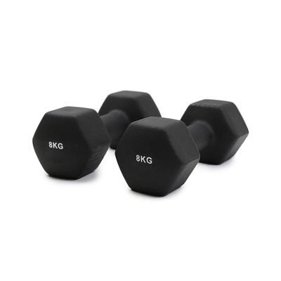 TEMU Exercise 8kg Set Of 2pcs Dumbbells Hexagon Neoprene Coated Exercise Home Gym Safe Strength Training Dumbbell Pair Workout Fitness Premium Non-slip Coating Black Ergonomic Grip Non-rolling And