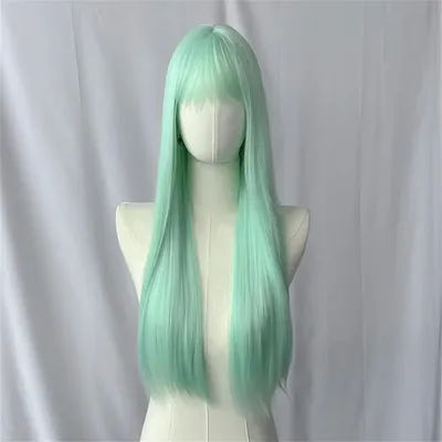 Perruque synthétique longue et lisse vert menthe, perruque en Fiber chimique de haute qualité, couvre-chef pour femmes