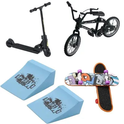 Scooter/Finger Skateboard/Casual Pants/Roller Skates/Bike For Tech Deck Ramp Venue Combination Set Children Indoor Home Toys Gif