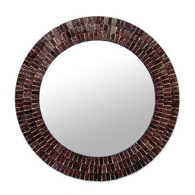 Glass mosaic mirror, 'Maroon Reflection'