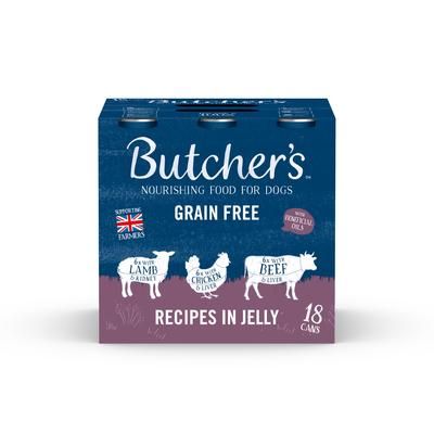 18x400g Meaty Recipes Mixed Pack Recipes in Jelly Grain Free Butcher's Wet Dog Food