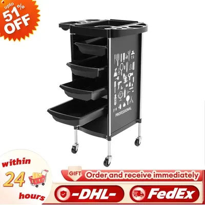 Carrello da salone con 4 cassetti, carrello da barbiere per parrucchiere a 6 livelli, carrello per attrezzi mobile con carico da 50 kg per carico di strumenti per lo sposo Bianco/Nero/Rosso/Verde