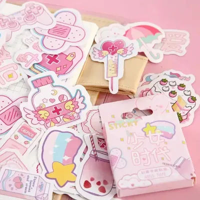 45 Pcs/box Cute Plant Stationery Stickers Kawaii food Stickers Paper Adhesive Stickers For Kids DIY Scrapbooking Diary Albums