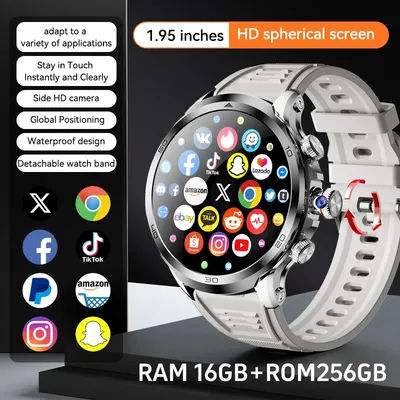 H19 Smartwatch Hommes 1,95 pouces Amoled Grand écran 190 ° Caméra rotative 720*720 résolution GPS WIFI Android 4G montre intelligente hommes adultes