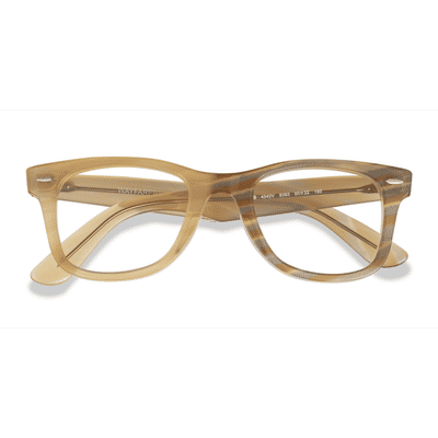 Unisex s wayfarer,wayfarer Photo Striped Brown Plastic Prescription eyeglasses - Eyebuydirect s Ray-Ban Wayfarer Ease Change