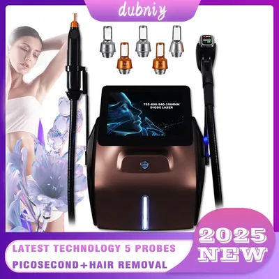 Latest 2 in 1 Non-invasive 532nm 1064nm 1320nm Picosecond Freckle All Color Tattoo Removal + Diode Laser Hair Removal Machine