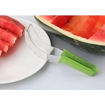 Affettatrice per anguria in acciaio inox, taglia-frutta veloce, multifunzionale, coltello per anguria in acciaio inox, affetta-melone, divisore per frutta, utensile da cucina per melone, melone verde,