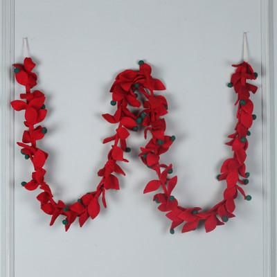 Eve Decorations,'Handmade Red and Green 100% Wool Felt Christmas Garland'