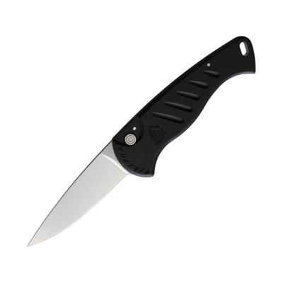 Piranha Knives Auto Fingerling Automatic Folding Knife 2.5in 154CM Plain Blade Satin Black Anodized Aluminum Handle P-2BK