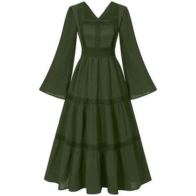 Elegante Medievale Rinascimento Abito da cocktail Vichingo Elfico Tinta unica Costume Per donna Celtico Costumi da pirata Fantasia Halloween Carnevale Mascherata Carnevale Halloween Mascherata Adulti
