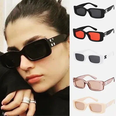 Ensemble de petites lunettes de soleil rectangulaires pour femmes et hommes, nuances carrées, lunettes de soleil rétro, marque de luxe, UV400, 5 pièces