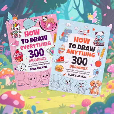 Teaches you how to draw anything - 300 adorable step-by-step drawings, perfect for creative writing and coloring