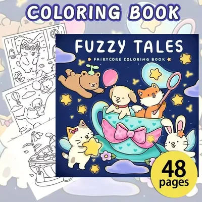 Fuzzy Tales Fairycore Coloring Book for Adults & Teens Featuring Adorable Animals Characters Fuzzy Friends Coloring