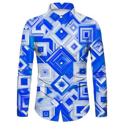 Retrò Vintage Anni '70 Camicia Disco Geometrico Psichedelico Costume Per uomo Halloween Carnevale Festival Musicale Parata dell'Orgoglio Festa a tema retrò Adulti Camicia
