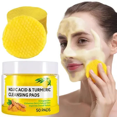 Turmeric Kojic Acid Cleansing Pads Exfoliating Pads Facial Sponges For Cleansing Exfoliating Daily Cleansing Skin Care Tools