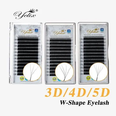 Yelix YY Lashes and 3D/4D/5D W Shape Lashes Premade Volume Eyelashes Extension Soft Thin Extension Natural Lashes