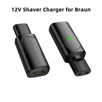 12V Type-C Shaver Charger Adapter Charging Converter for Braun Series 3 5 7 9 6 1 XT5 Electric Razor USB C to Dc Power Connector