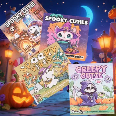 SROOKY CUTIE Halloween-Themed Adult Coloring Book -Perfect Gift for Christmas, Birthdays, Parties (Friends, Family, Colleagues)