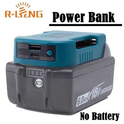Power Bank Charger For Makita 18V Lithium Battery With USB With Type-C for Laptop Mobile Phone Fast Charging(NO Battery)