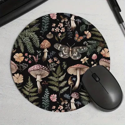 Tapis de souris rond en caoutchouc antidérapant motif Forêt, tapis de clavier de bureau, tapis de jeu, décoration pour setup gamer, organiseur de bureau