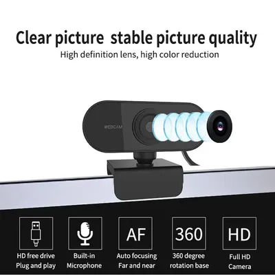 1080P HD Mini Webcam USB Camera with Built-in Microphone for Laptop Desktop Video Conference Live Streaming Online Meeting