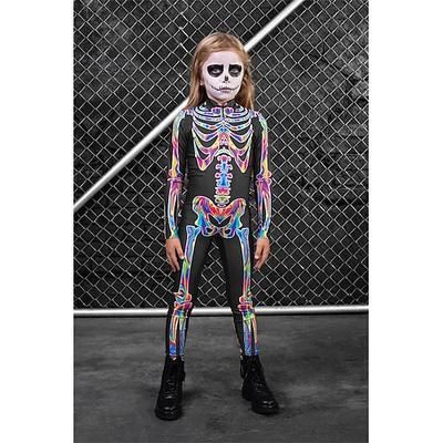 Body Catsuit a Corpo Intero Teschio Scheletro Costume Spaventoso Bambini Adulti Per uomo Per donna Ragazzi Halloween Carnevale Giorno della morte Club Feste Performance Costumi di Halloween facili